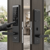 Serrure de porte intelligente sans clé, mot de passe numérique, carte RFID, alliage de zinc, noir mat, contrôle d'accès électronique, serrure de sécurité