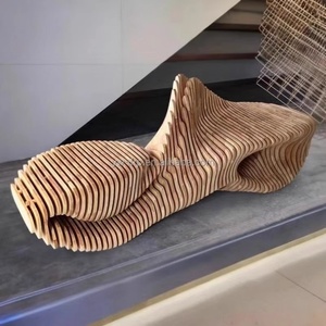 Vestíbulo de hotel moderno, asiento trasero de ocio de madera paramétrico personalizado, silla de espera, muebles comerciales - Product Image 2