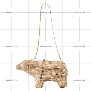 Bolso de mano de lujo con diamantes de imitación y cristales para mujer, diseño de oso natural, con cadena extraíble, ideal para fiestas de té y vacaciones - Product Image 4