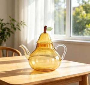 Carafe en verre jaune personnalisée OEM ODM, vente en gros, pichet en verre soufflé à <span class=keywords><strong>la</strong></span> main transparent en forme de fruit pour <span class=keywords><strong>la</strong></span> décoration de <span class=keywords><strong>la</strong></span> maison et du thé - Product Image 4