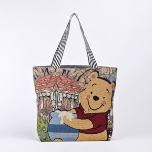 Bolsa de Compras Personalizada con Logotipo y Patrón de Letras, Aislada, de Algodón, Tejido Jacquard para Mujer, Bolsa de Playa de Lona - Product Image 1
