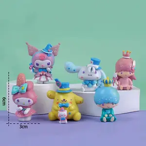 멜로디 앉아 티 파티 하녀 원피스 PVC 장난감 포커 왕국 쿠로미 핸드오피스 인형 Cinnamoroll 시리즈 만화 PVC 장난감