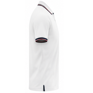 Polo blanc pour homme, manches courtes, coupe classique, coton Oxford, bordure contrastée, poche, col rayé rouge marine, vêtements décontractés - Product Image 3