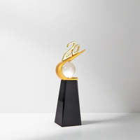 Trophée en cristal doré personnalisé, design de qualité supérieure, écologique, style ange, décoration de mariage, technique de polissage, gravé