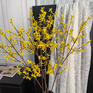 Fleurs artificielles de forsythia jaunes Jinxi, branche unique en soie, pour la décoration intérieure - Product Image 3
