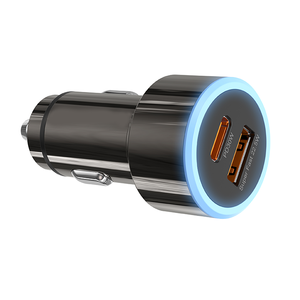 Adaptador de coche ecológico de PC + aleación de zinc con doble USB, carga rápida de 30W PD + 22.5W USB, cargador rápido de coche de doble puerto. - Product Image 1