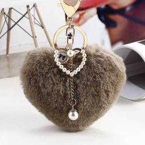 Fashion Fluffy Furry <b>Plush</b> Ball Hearted Shaped Bag Pendants Keychain Pompom Peach Heart Cute Keyrings Accessories - Product Image 2