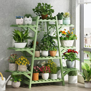 Étagères en forme d'échelle, support à plantes multi-niveaux, vert, pour intérieur et extérieur, support pour pots de fleurs, pour balcon, salon, jardin, respectueux de l'environnement - Product Image 1