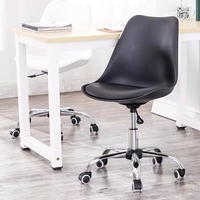 Chaise de bureau pivotante noire moderne et simple, sans accoudoirs, réglable en hauteur, avec roulettes, certifiée usine, pour bureau à domicile, vente en gros