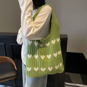 Nouveau Sac à Main en Laine Tricoté Haut de Gamme Exquis, Sac à Bandoulière en Crochet, Sac Tissé en Forme de Cœur pour Femme, Mode en Polyester - Product Image 1