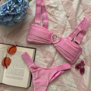 Conjunto de Bikini Metálico Personalizado de Diseñador de Alta Calidad 2024, Bikinis de Tanga y Trajes de Baño, Ropa de Playa, Bikini Sexy para Mujer - Product Image 5