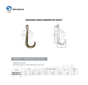 HIDEA <span class=keywords><strong>Crochet</strong></span> en J en acier super allié forgé à froid, trempé, électrogalvanisé, facteur de sécurité <span class=keywords><strong>4</strong></span>:1 avec trou elliptique - Product Image 6