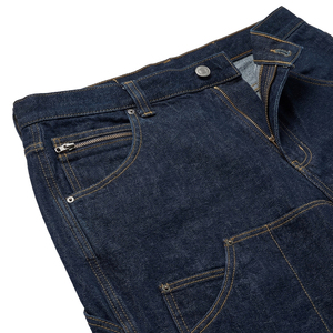 TOPSHOW Short long homme personnalisé, coupe large, multi-poches, style streetwear, en denim baggy, jorts, double genouillère, style charpentier, en denim brut - Product Image 4