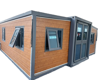 Maisons pliantes préfabriquées extensibles en acier, résistantes à la corrosion, style conteneur, villas à structure métallique, salon moderne du milieu du siècle