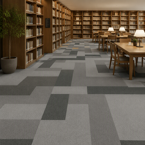Dalles de moquette modernes en nylon à boucles, revêtement de <span class=keywords><strong>sol</strong></span> modulaire carré avec support en PVC, résistantes aux taches et antidérapantes pour bureaux et hôtels - Product Image 1