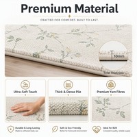 French Pastoral Floral Living Room Carpet Custom Cream Botanical Vine Area Rug Non-slip Washable Noise-reducing Home OEM Rugs