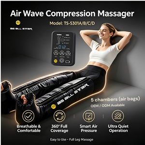 Masajeador de Pies y Piernas con Compresión de Aire y Calor, 5 Cámaras, Inalámbrico, Temporizador, para el Hogar, Certificado CE, Tipo ALL STAR, 4 Niveles de Presión, 3 Niveles de Calor - Product Image 2