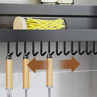 Estante de Acero Resistente para Montar en la Pared, Organizador de Cocina Multifuncional con Soporte para Cuchillos y Especias