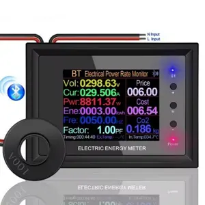 100A AC50-300V 2.4-Inch Digital Power Energy Meter Wattmeter Indicator Ammeter Current Volt Amps Tester Frequency Detector