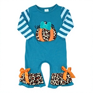 Conjuntos de 2 piezas y peleles de Halloween para niños con apliques de calabaza, ropa casual de boutique para otoño - Product Image 3
