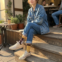 Chaussettes asymétriques AB personnalisées avec logo, motif lapin kawaii, fleurs et pois, tendance et mignonnes, pour femmes