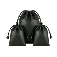 Sac cadeau personnalisé en PU noir imperméable et anti-poussière pour le rangement des écouteurs 10x18CM 20X22CM