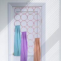 Porte-Écharpes et Organisateur de Hijabs Pliable de Haute Qualité à 28 Anneaux, Suspendu pour Penderie en Fer et Tissu, Gain de Place pour Vêtements