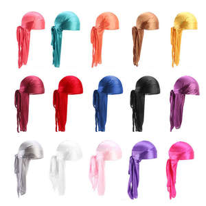 YOMO Logo personnalisé accessoires pour <span class=keywords><strong>cheveux</strong></span> <span class=keywords><strong>Bandana</strong></span> soyeux sans rides longue queue élastique couleur unie bandeau Durag pour hommes HE-5132 - Product Image 6