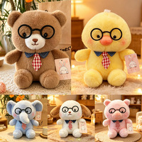 Boneka Beruang Kreatif Custom CE ASTM dengan Topi, Boneka Hewan Lucu, Hadiah Penghilang Stres untuk Anak Perempuan, Grosir Boneka Lucu