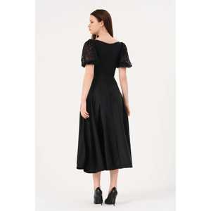 ชุดราตรีผ้าซาตินทรงเอไลน์คอวีหรูหราพร้อมเอวทรงเอ็มไพร์สวมใส่สบายสำหรับผู้หญิง - Product Image 6