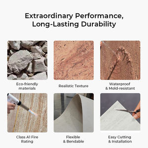 Chapa de piedra natural suave de azulejo de travertino autoadhesivo flexible para panel de pared decorativo de travertino artificial interior y exterior - Product Image 3