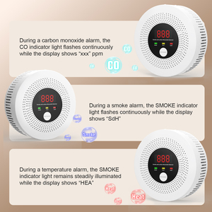 Détecteur d'alarme thermique et moniteur <span class=keywords><strong>de</strong></span> monoxyde <span class=keywords><strong>de</strong></span> carbone photoélectrique autonome 3-en-1 à piles pour appartement - Product Image 4