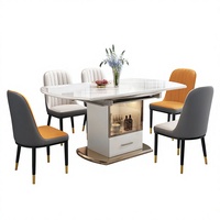 Table à manger moderne de luxe léger style ferme en pierre frittée, extensible, avec cuisinière électrique intégrée, compatible hôtel, pieds en métal, mobilier de maison