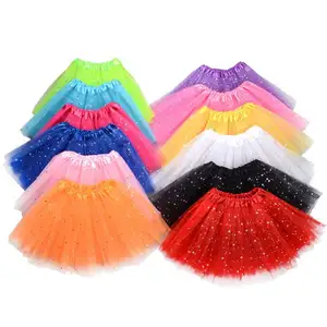 Cheap 30cm Length Cheap Kids Dress Princess Sequin 3 Layers Tulle Ballet Girls Tutu Skirts