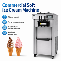 Commerciële soft serve ijsmachine, 3 smaken, 60L/u, superhoge capaciteit, vrijstaande ijsmachine