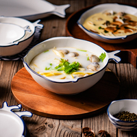 Bol en porcelaine blanche personnalisé avec étiquette, motif poisson bleu, peint à la main, bol à soupe en céramique