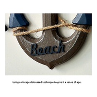 Rustikales Holz-Schiffslenkrad und Anker Wanddekor-Set, Stilleben-Design, 2-teilig, Mediterranes Nautisches Thema für Hochzeiten und Geburtstage