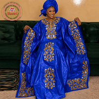 Robe Boubou Dashiki en Brocart, 100% Coton Bazin Riche, Robe Africaine pour Femme, Mariage, Mariée, Mali, Robe de l'Aïd avec Foulard