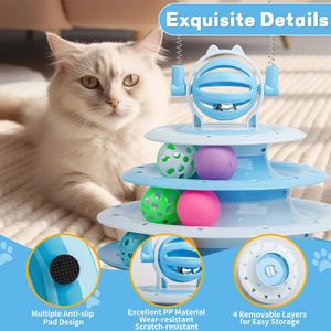 Nouvelle conception, petit volume, tour interactive intelligente pour chat à quatre niveaux, ensemble de jouets interactifs d'entraînement pour chat, jouets à roulettes pour chat, jouet tournant pour chat - Product Image 2