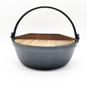 หม้อสุกี้สไตล์ญี่ปุ่นญี่ปุ่น,หม้อไฟ Sukiyaki <span class=keywords><strong>Tetsu</strong></span> Nabe Shabu พร้อมฝาปิดไม้ขนาด25ซม. - Product Image 3