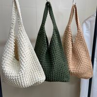 Sac coréen à deux sangles, ouvert sous les bras, tricoté et tissé à la main, tendance automne-hiver, grande capacité, style décontracté pour les vacances
