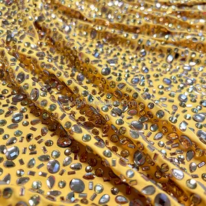 Moda tasarım taklidi kumaş toptan Bling kristal Rhinestone giysi kumaşı Jersey