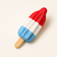 Jouets Squishy de Bureau en Mousse à Rebond Lent, Rouge Blanc Bleu, en Forme de Sucette, Décoration de Fête d'Été Rétro, avec Poignée Cannelée