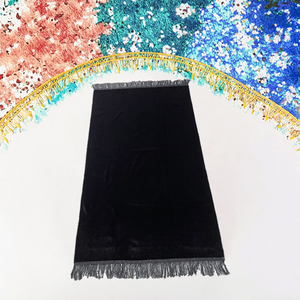 Luying Islam tapis de prière couleur unie mince multicolore Durable Polyester lavable antidérapant support en caoutchouc noué - Product Image 3