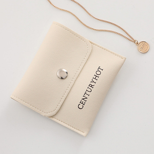 High Quality Customized PU <b>Leather</b> Jewelry Pouch With Button Envelope Style Earring Necklace <b>Bracelet</b> Packaging Bag - Product Image 5