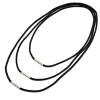 Collier en cordon de cuir noir de 3 mm avec fermoir en acier inoxydable/noir personnalisable, chaîne en corde cirée tressée pour homme et femme pour pendentif