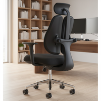 Chaise de bureau moderne noire réglable, directement de l'usine |   Chaise ergonomique en tissu avec accoudoirs 3D, bouton arrière et support lombaire pour bureau à domicile