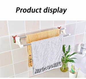 Aoniu Traceless Double Rod Towel Rack Transparent Strong Double Deck Towel Rack Bathroom <b>Hooks</b> - Product Image 6