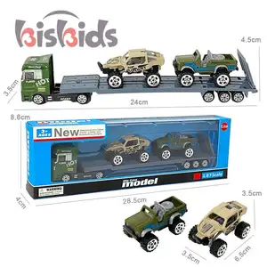 Vendita calda materiale in lega giocattoli per bambini testa di traino porta 2 auto sportive camion militare antincendio