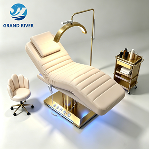 Wholesale Price <strong>Electric</strong> Lash Bed Curved Facial Spa Massage <strong>Table</strong> 4 Motors Gold White Beauty Bed for Salon Furniture Set - Product Image 2